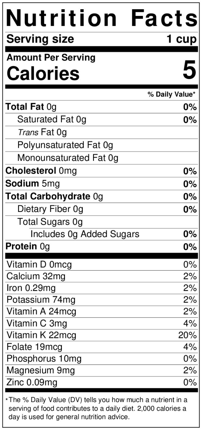 Chinese Cabbage Nutrition 100g